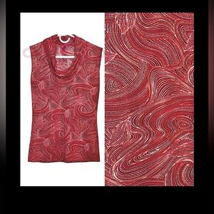 Vintage Sweet Baby Jane Sleeveless Cowl Neck Top w Sparkling Metallic Shine